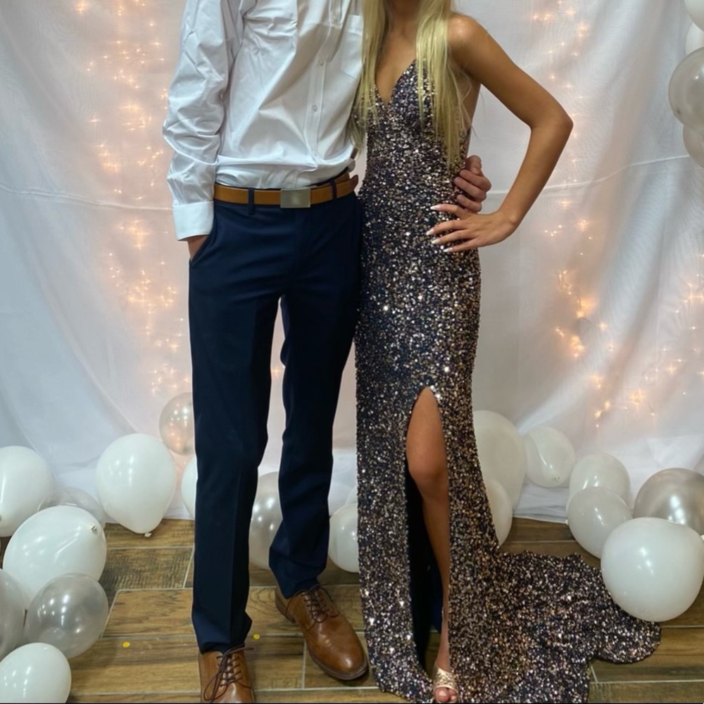 Sherri Hill Size 00 navy w/ gold